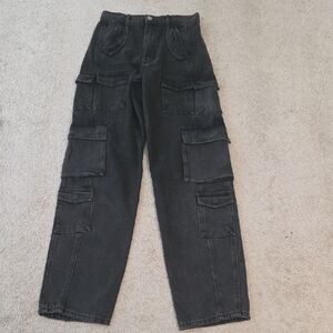 Zara Ladies Black Cargo Jeans